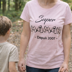 tshirt personnalis� super maman id�e cadeau anniversaire f�te des m�res